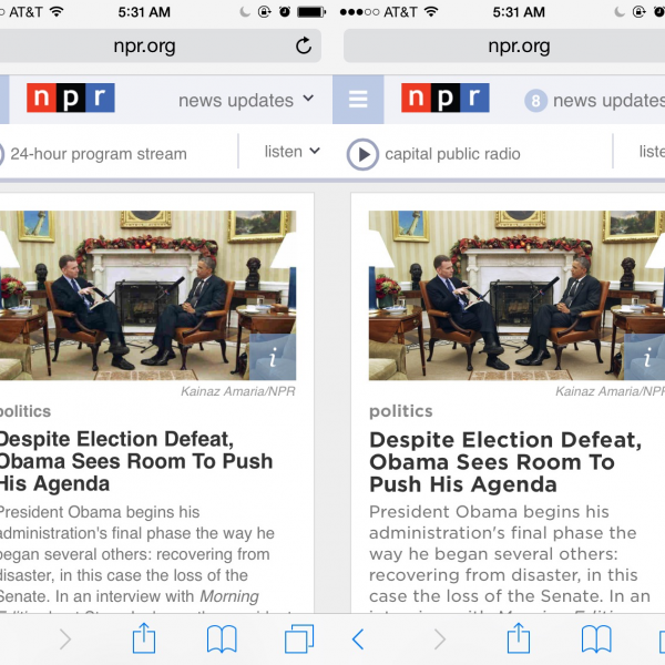 NPR mobile article screen shots