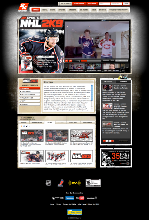 2K Sports NHL 2K9 game detail page