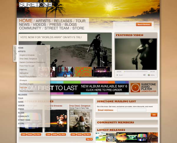 Suretone Records Website Home Page