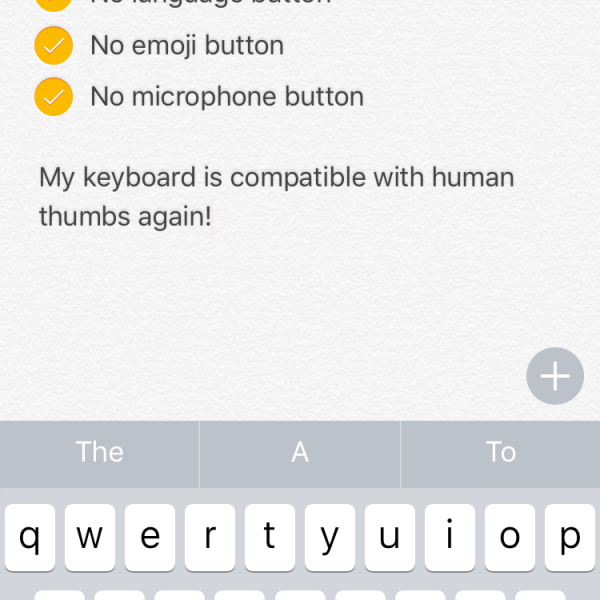 iOS keyboard without language or microphone keys
