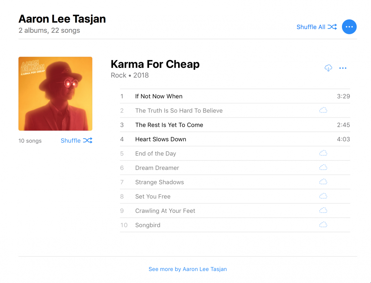 Aaron Lee Tasjan’s Karma for Cheap in Apple Music