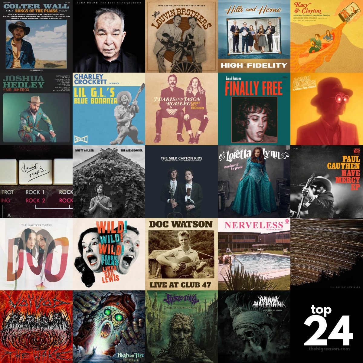 Collage of 24 album covers