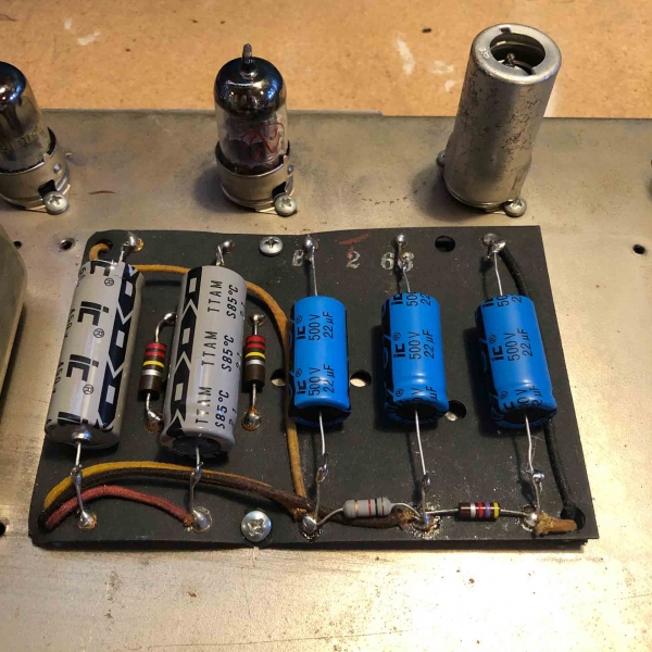 Replaced filter capacitors for a 1963 Fender Bandmaster