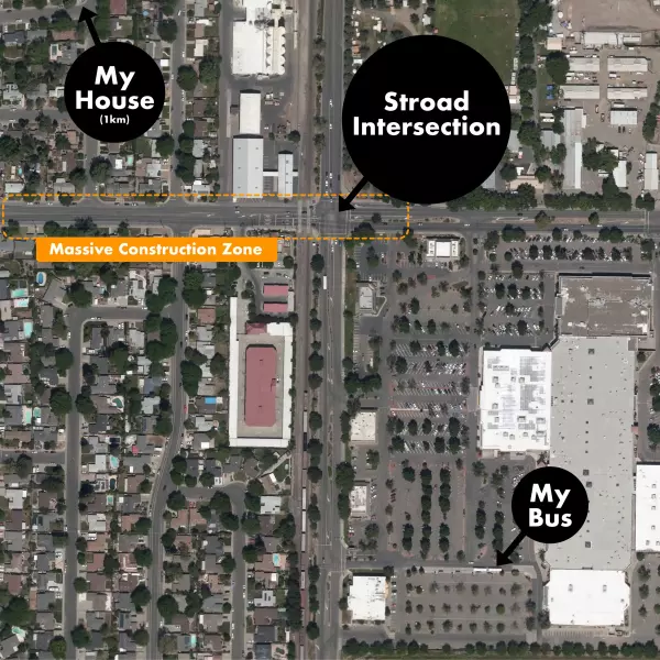 Annotated aerial view of the County Fair Mall in Woodland, CA.