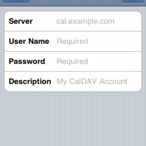 iPhone CalDAV setup screen