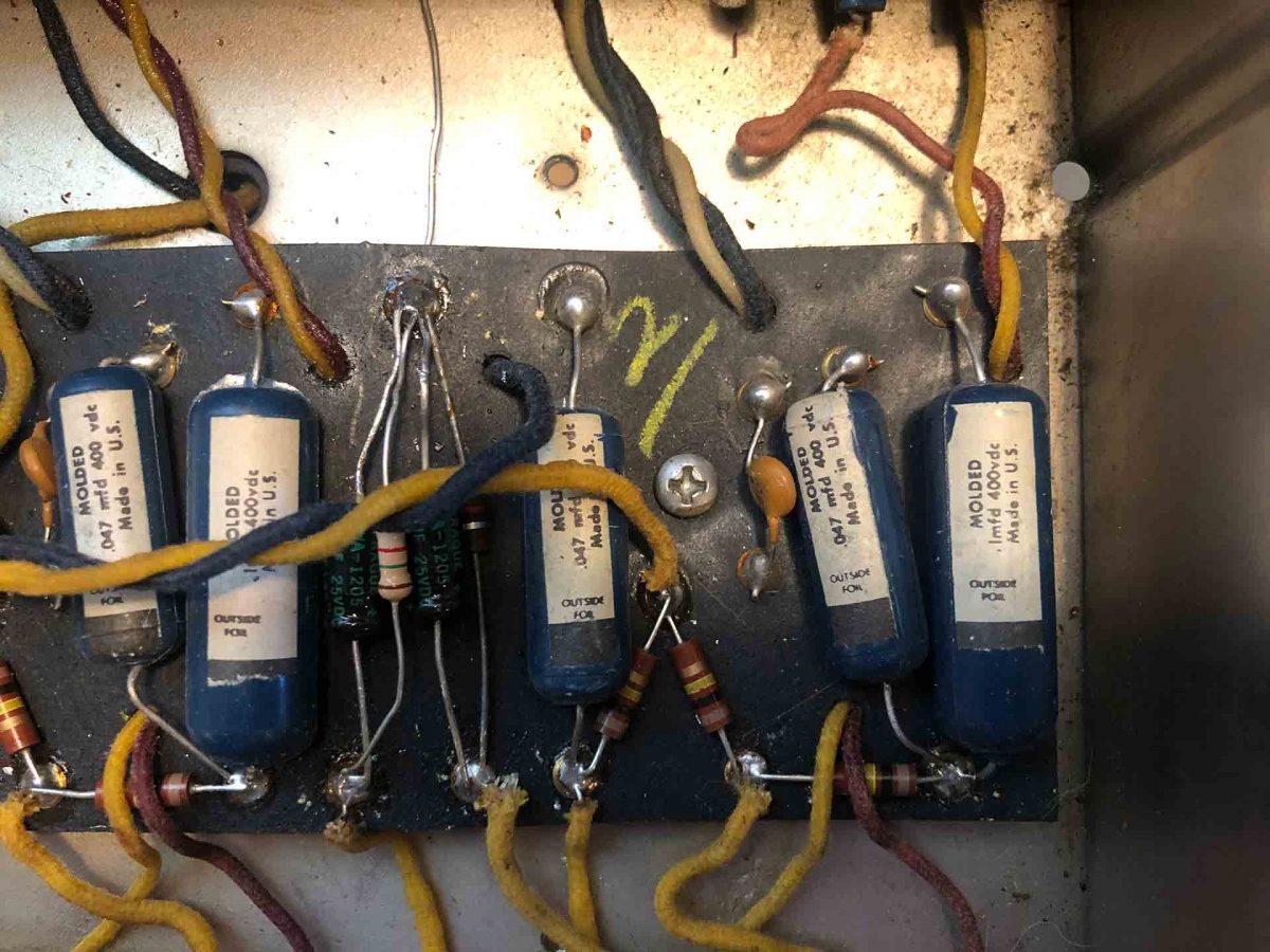 The tone stack of a 1963 Fender Bandmaster