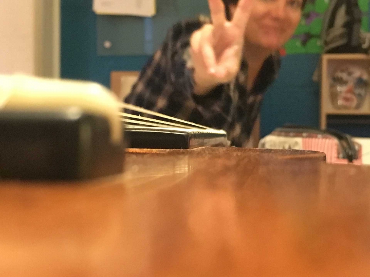 Ukulele view from the bridge to the nut
